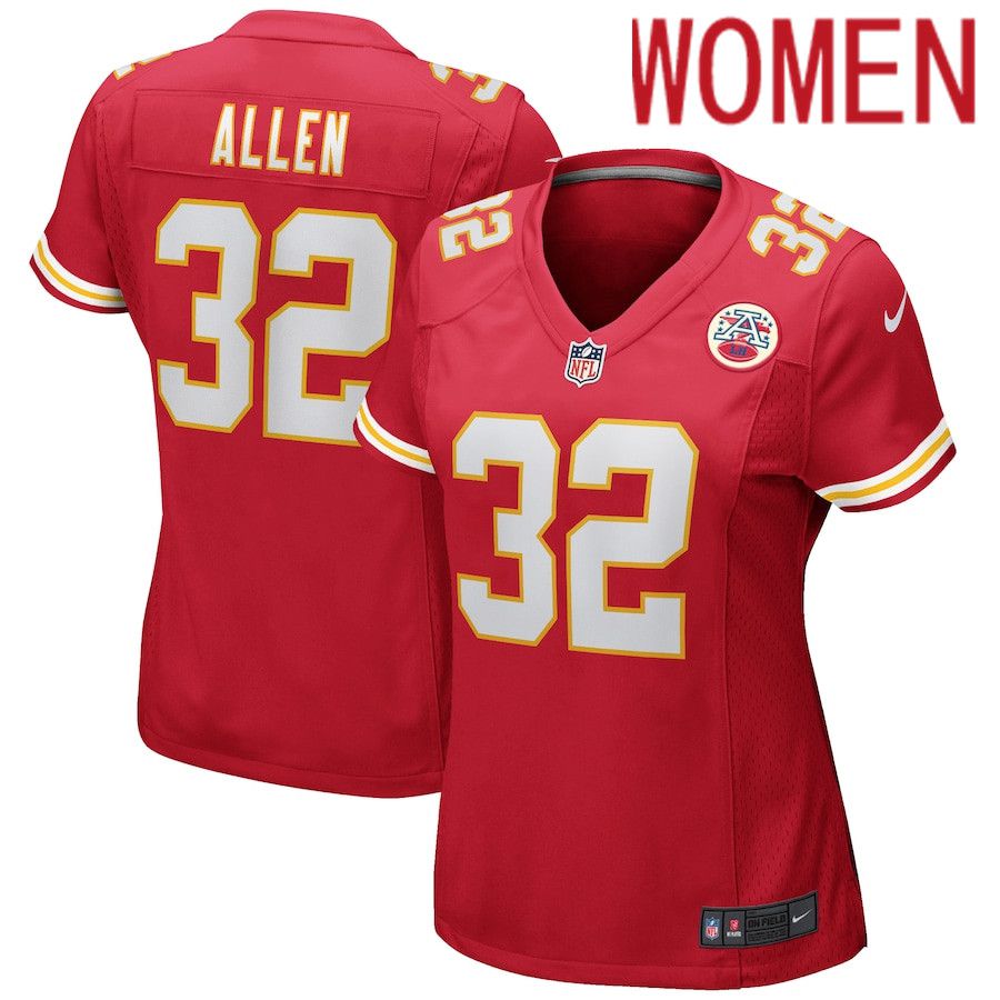 Women Kansas City Chiefs #32 Marcus Allen Nike Red Game Retired Player NFL Jersey->women nfl jersey->Women Jersey
